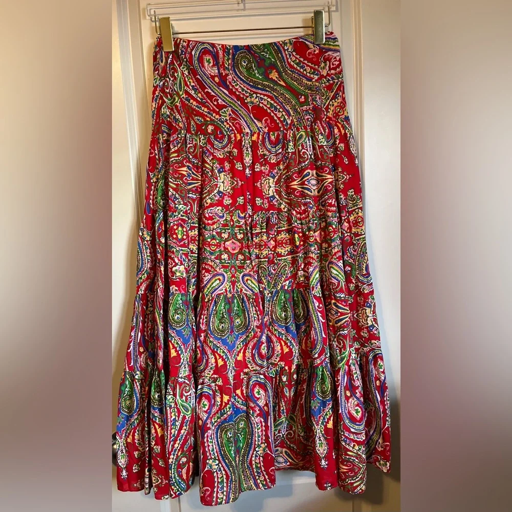 Ralph Lauren Tiered Paisley Print Maxi Skirt Size XS - Picture 5 of 8